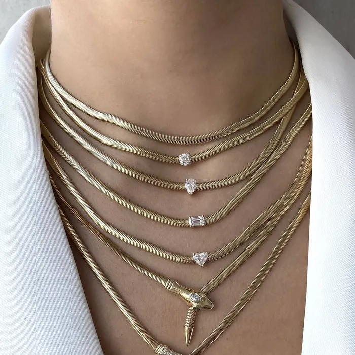 Necklaces Alev Collection Gold Snake Necklace