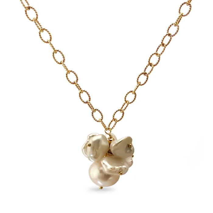 Necklaces Elisa Ilana Keishi Button Pearl Cluster Necklace