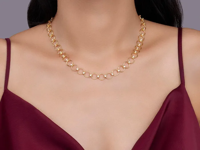 Necklaces GG GOLD NEW GURHAN Geo Gold Diamond Link Short Necklace 85mm Round Necklaces GG GOLD NEW GURHAN Geo Gold Diamond Link Short Necklace 85mm Round