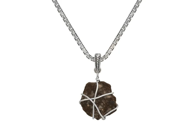 Necklaces GG SILVER OOAK GURHAN Mens Sterling Silver Lunar Meteorite Pendant Necklace 19x16mm Rough Stone Necklaces GG SILVER OOAK GURHAN Mens Sterling Silver Lunar Meteorite Pendant Necklace 19x16mm Rough Stone