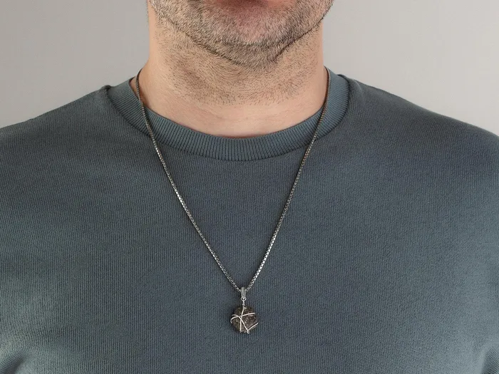 Necklaces GG SILVER OOAK GURHAN Mens Sterling Silver Lunar Meteorite Pendant Necklace 19x16mm Rough Stone Necklaces GG SILVER OOAK GURHAN Mens Sterling Silver Lunar Meteorite Pendant Necklace 19x16mm Rough Stone