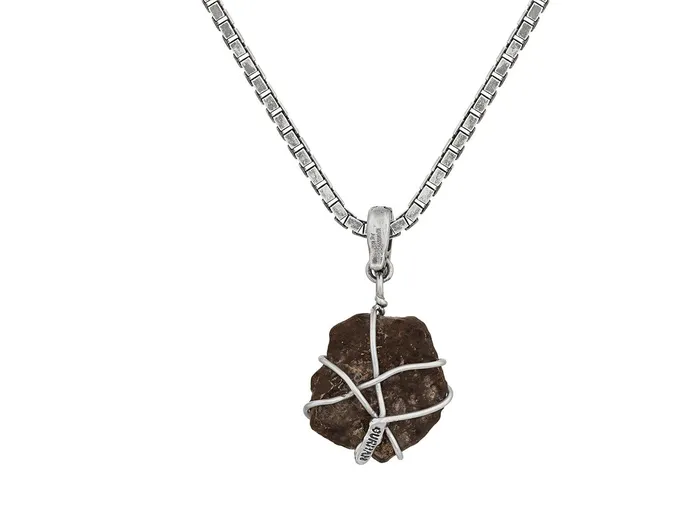 Necklaces GG SILVER OOAK GURHAN Mens Sterling Silver Lunar Meteorite Pendant Necklace 19x16mm Rough Stone Necklaces GG SILVER OOAK GURHAN Mens Sterling Silver Lunar Meteorite Pendant Necklace 19x16mm Rough Stone