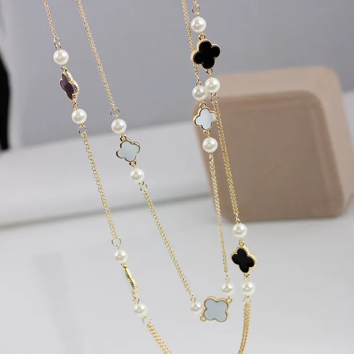 Necklaces Rhinestone Four Leaf Clovers Simulated Pearl Necklaces For Women sparklingselections Necklaces Rhinestone Four Leaf Clovers Simulated Pearl Necklaces For Women sparklingselections
