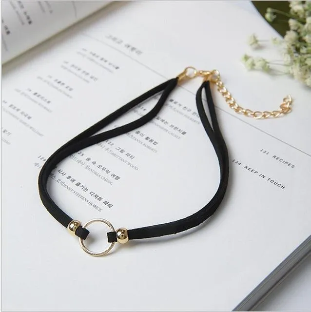 Necklaces sparklingselections Classic Punk Rock Dark Harajuku Double O Circle Leather Collar Choker Necklace Necklaces sparklingselections Classic Punk Rock Dark Harajuku Double O Circle Leather Collar Choker Necklace