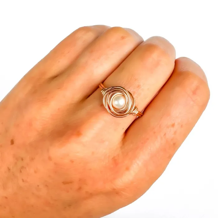 Nested Pearl Ring 14K Rose Gold Filled Hoops By Hand Rings