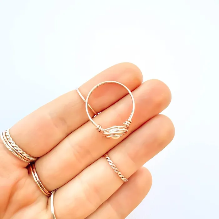 Nested Pearl Ring 14K Rose Gold Filled Hoops By Hand Rings