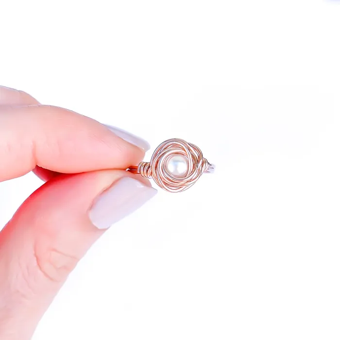 Nested Pearl Ring 14K Rose Gold Filled Hoops By Hand Rings