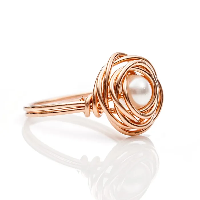 Nested Pearl Ring 14K Rose Gold Filled Hoops By Hand Rings