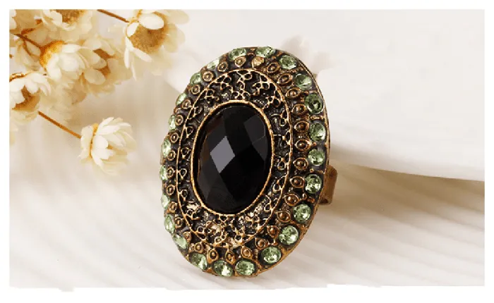 New Classic Women Acrylic Vintage Big Black Enamal Simple Adjustable Oval Finger Ring Resizable Sparkling Selections Rings New Classic Women Acrylic Vintage Big Black Enamal Simple Adjustable Oval Finger Ring Resizable Sparkling Selections Rings