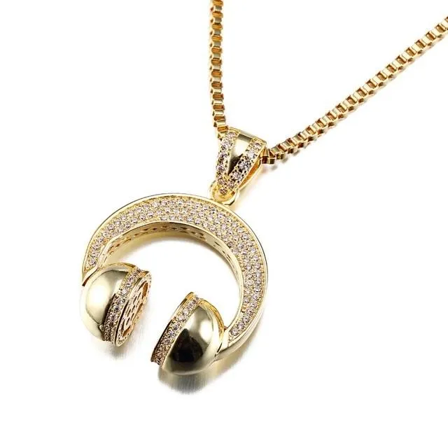 New DJ Music Wireless Headset Earphones AAA CZ Pendant Necklace sparklingselections Necklaces New DJ Music Wireless Headset Earphones AAA CZ Pendant Necklace sparklingselections Necklaces