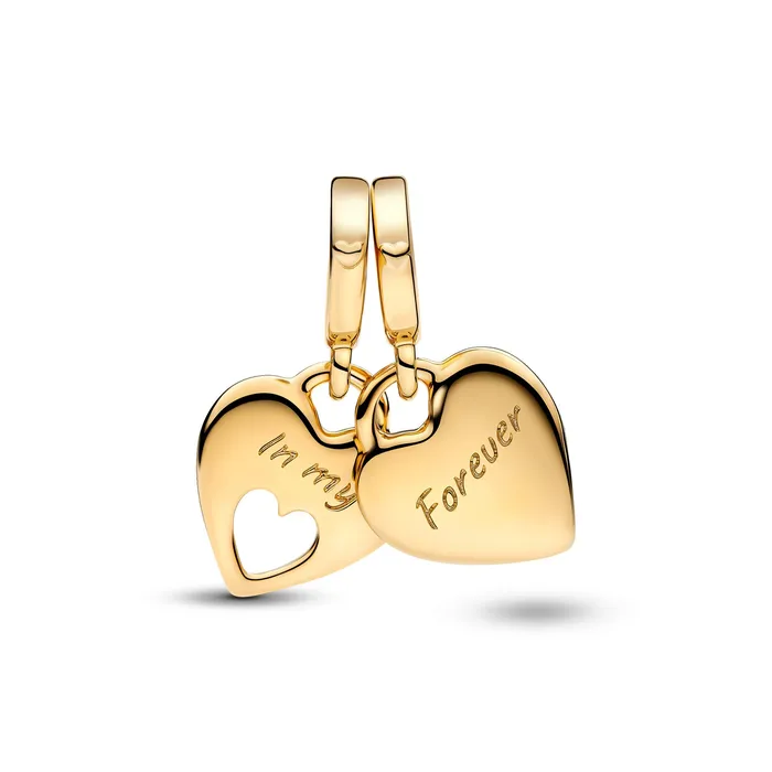 Pandora Double Heart Split Dangle Charm Pandora Charm Necklaces
