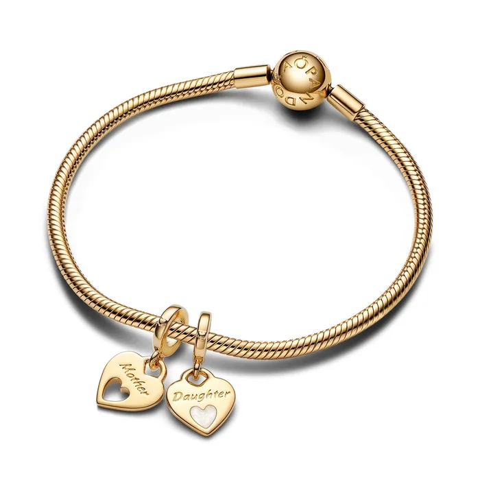 Pandora Double Heart Split Dangle Charm Pandora Charm Necklaces