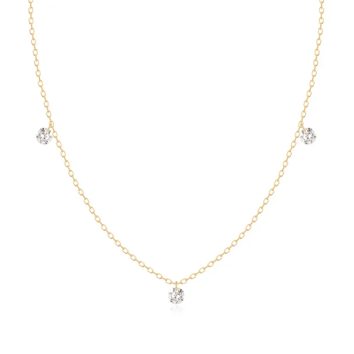POISE Triple Floating Diamond Necklace Aurelie Gi Necklaces