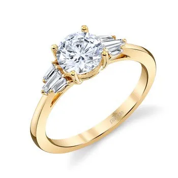 Rings 4 Prong with Baguettes Engagement Ring Parade Designs
