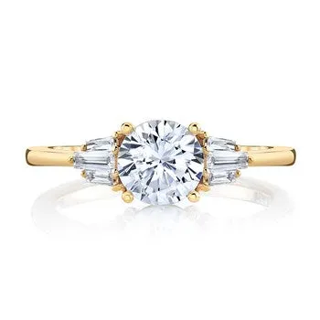 Rings 4 Prong with Baguettes Engagement Ring Parade Designs