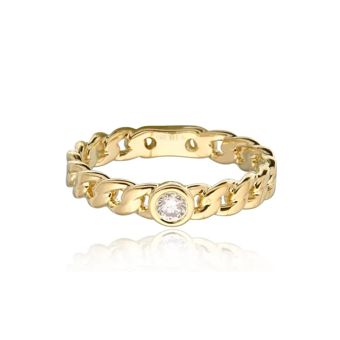 Rings Alev Collection Small Solitaire Round Diamond Cuban Ring