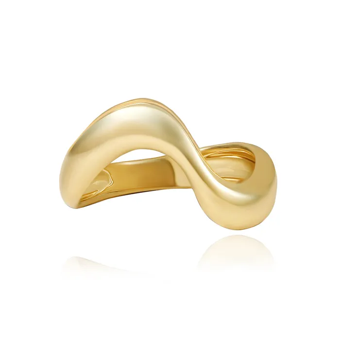 Rings Alev Jewelry Stackable Dome Gold Wave Ring