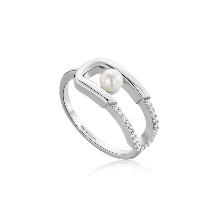 Rings Ania Haie Pearl Sparkle Interlock Ring
