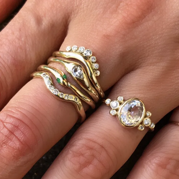 Rings Emily Amey Jewelry Ouroboros snake ring in 14k gold