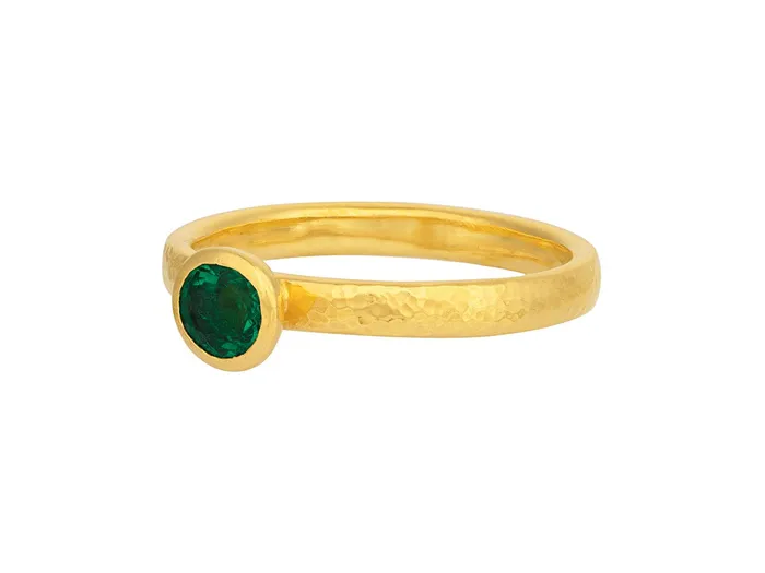 Rings GURHAN Skittle Gold Emerald Stacking Ring 5mm Round Stone GG GOLD OOAK Rings GURHAN Skittle Gold Emerald Stacking Ring 5mm Round Stone GG GOLD OOAK