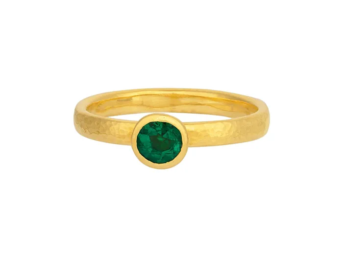 Rings GURHAN Skittle Gold Emerald Stacking Ring 5mm Round Stone GG GOLD OOAK Rings GURHAN Skittle Gold Emerald Stacking Ring 5mm Round Stone GG GOLD OOAK