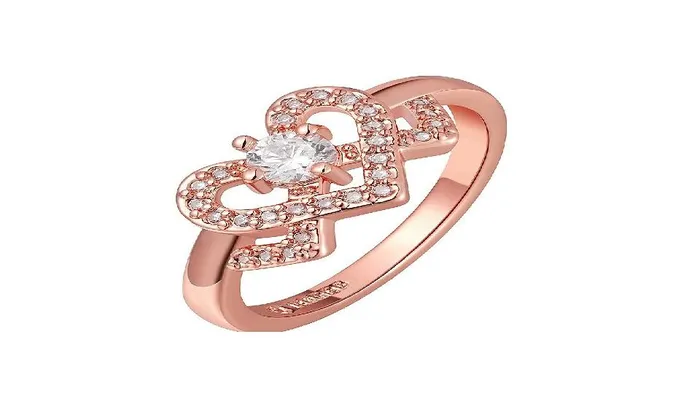 Rings sparklingselections Rose Gold Color Heart Shape CZ Stone Ring 7