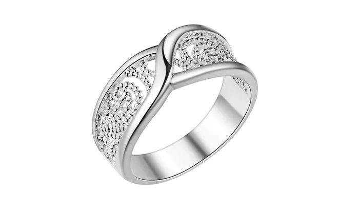 Rings sparklingselections Silver Plated Rounded Hollow Shiny Ring 8
