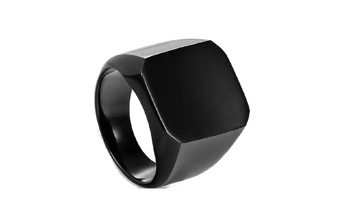 Rings sparklingselections Titanium Steel Black Square Ring For Men
