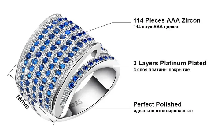 Rings Unique 114 Micro Blue Zircon Pave Setting Finger Ring sparklingselections Rings Unique 114 Micro Blue Zircon Pave Setting Finger Ring sparklingselections