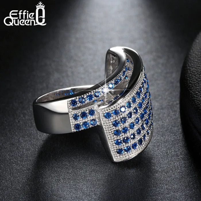 Rings Unique 114 Micro Blue Zircon Pave Setting Finger Ring sparklingselections