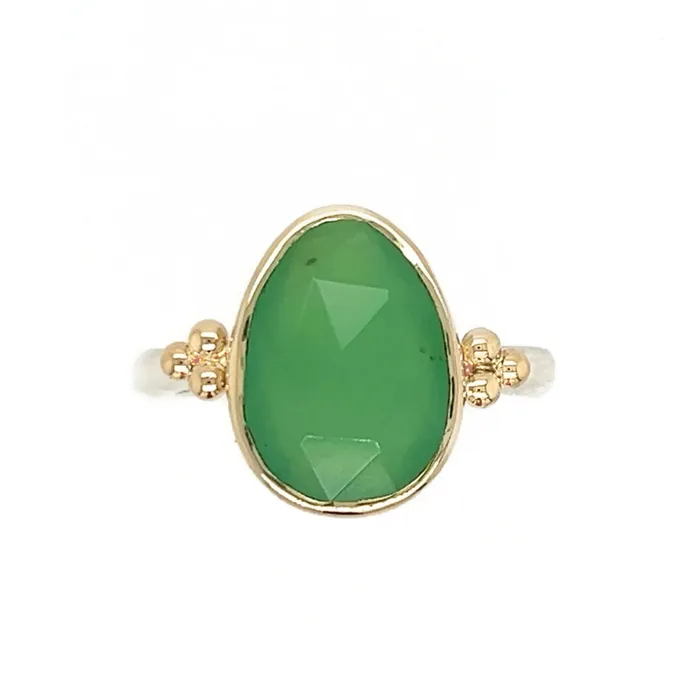 Rosecut Chrysoprase ring in 14k gold and sterling silver Emily Amey Jewelry Rings Rosecut Chrysoprase ring in 14k gold and sterling silver Emily Amey Jewelry Rings