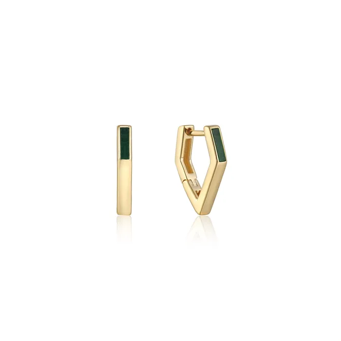 Second Nature Malachite Angular Hoop Earrings Ania Haie Earrings