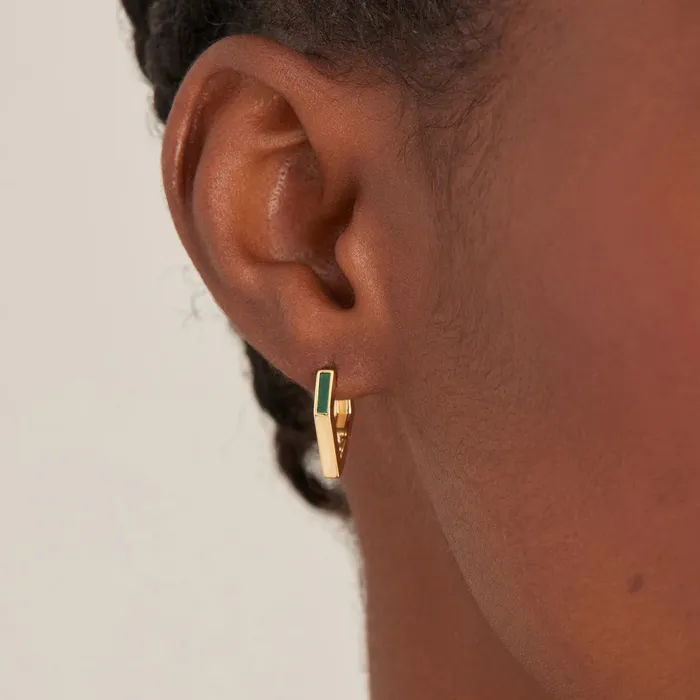 Second Nature Malachite Angular Hoop Earrings Ania Haie Earrings
