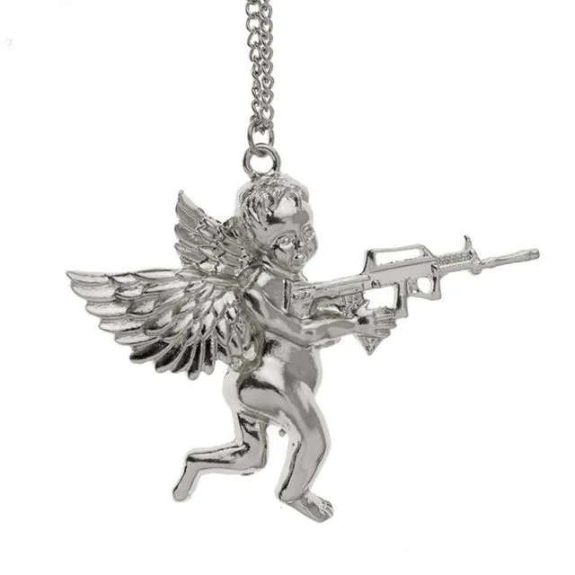 Silver Angel Baby carry Gun Stuff Pendant Necklace sparklingselections Necklaces Silver Angel Baby carry Gun Stuff Pendant Necklace sparklingselections Necklaces