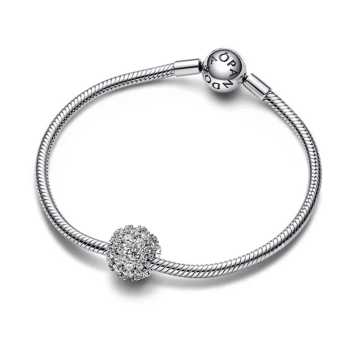 Sparkling Pav Round Charm Pandora Charm Necklaces