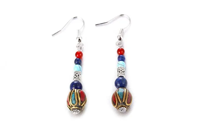 sparklingselections Earrings Lapis Lazuli Stone Tibetan Style Earring For Women sparklingselections Earrings Lapis Lazuli Stone Tibetan Style Earring For Women