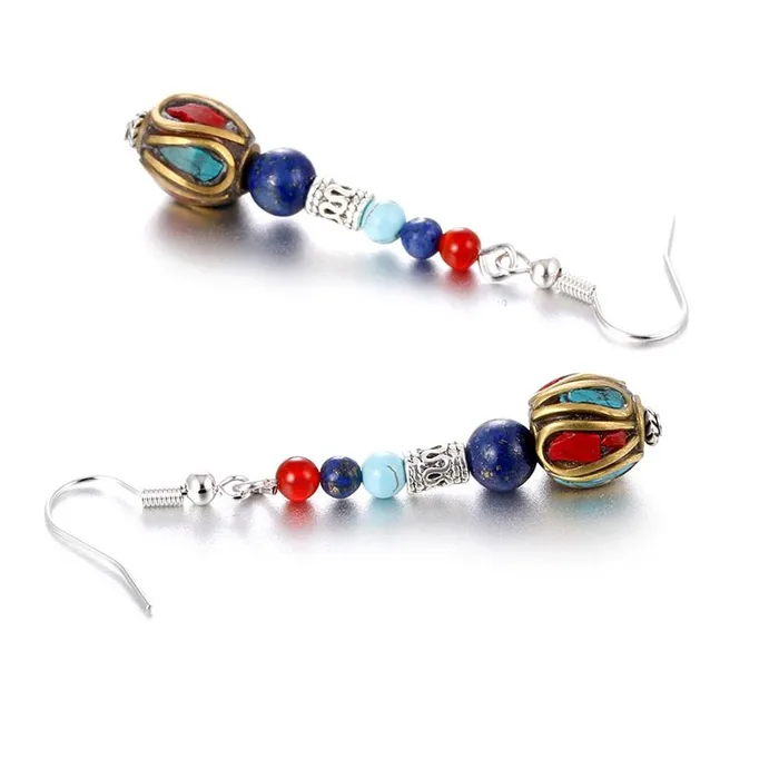 sparklingselections Earrings Lapis Lazuli Stone Tibetan Style Earring For Women sparklingselections Earrings Lapis Lazuli Stone Tibetan Style Earring For Women