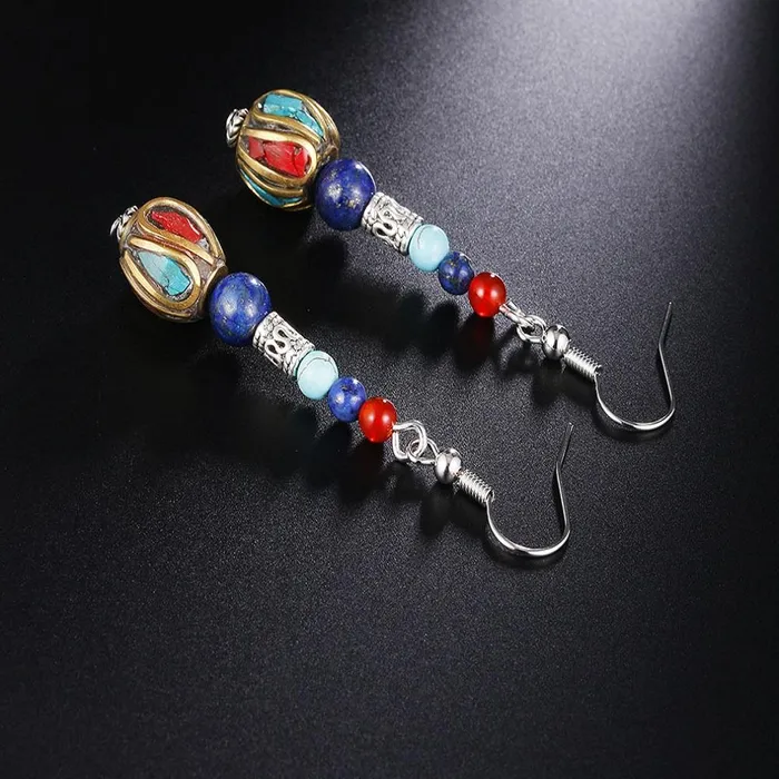 sparklingselections Earrings Lapis Lazuli Stone Tibetan Style Earring For Women sparklingselections Earrings Lapis Lazuli Stone Tibetan Style Earring For Women