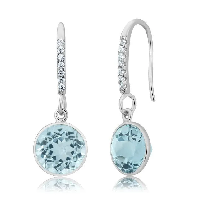 sparklingselections Earrings Natural Blue Topaz Dangle Earrings For Women