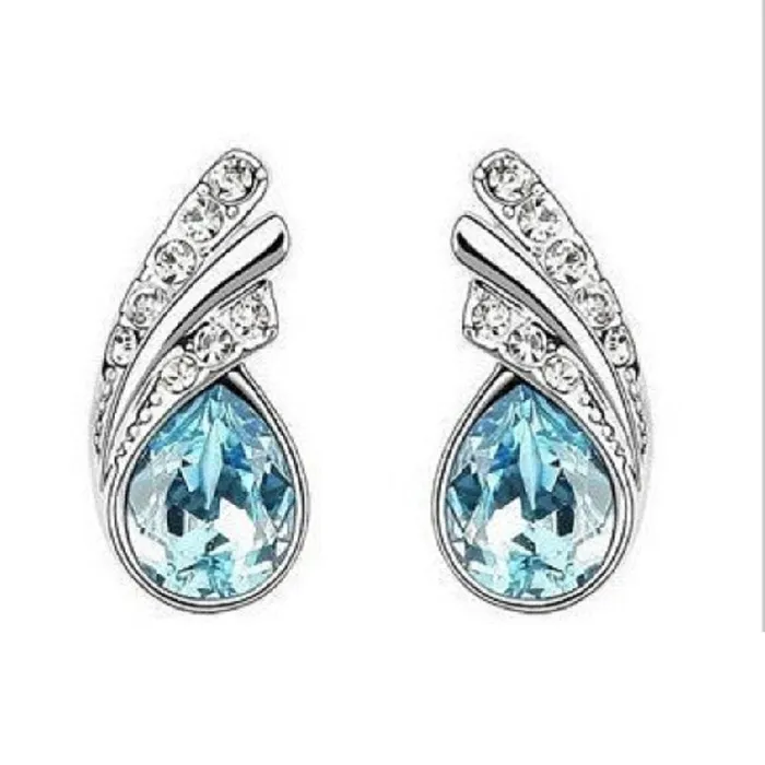 sparklingselections Earrings New Austria Crystal Leaf Stud Earring