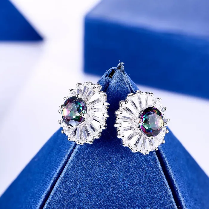 sparklingselections Earrings Rainbow Crystal Elegant Stud Earrings For Woman sparklingselections Earrings Rainbow Crystal Elegant Stud Earrings For Woman