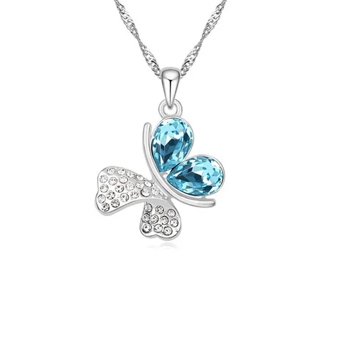 sparklingselections Imitation Silver Plated Statement Butterfly crystal Necklace pendant For Women Necklaces sparklingselections Imitation Silver Plated Statement Butterfly crystal Necklace pendant For Women Necklaces