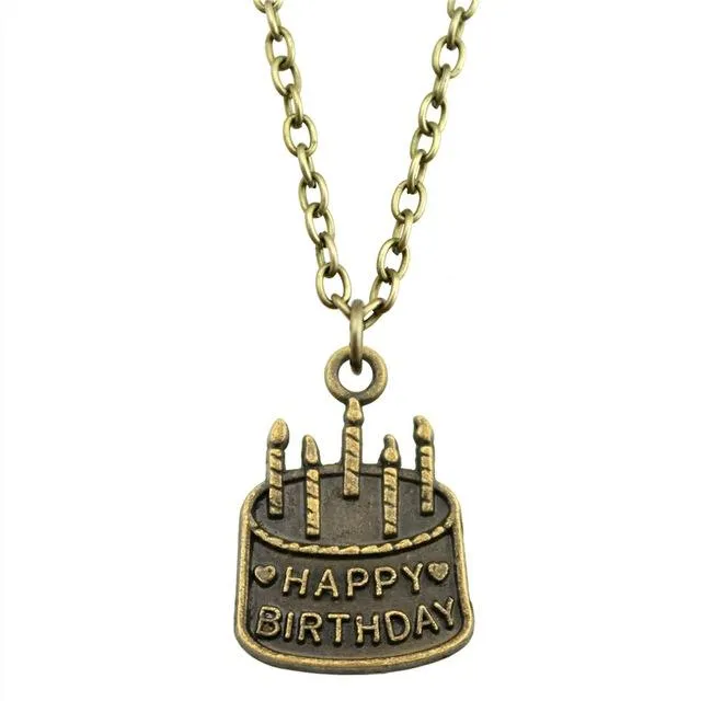 sparklingselections Necklaces Birthday Cake Pendant Link Chain Necklace For Women sparklingselections Necklaces Birthday Cake Pendant Link Chain Necklace For Women