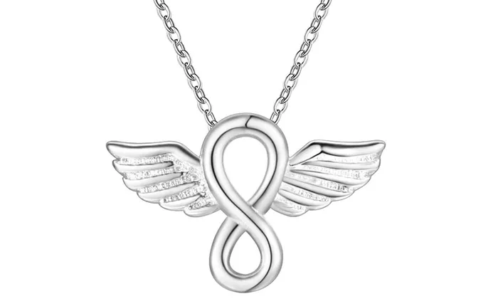 sparklingselections Necklaces Silver Plated Angel Wings Pendant Necklace