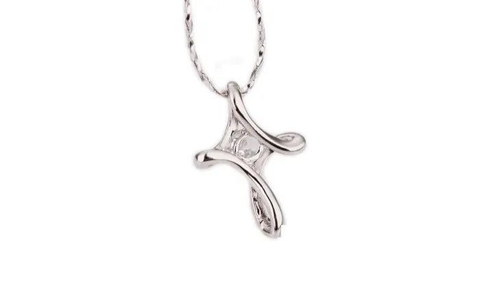 sparklingselections Necklaces Silver White Plated Crystal Infinity Cross Pendant Necklace sparklingselections Necklaces Silver White Plated Crystal Infinity Cross Pendant Necklace