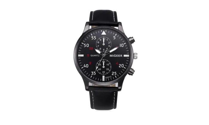 sparklingselections Rings Leather Band Watches For Men