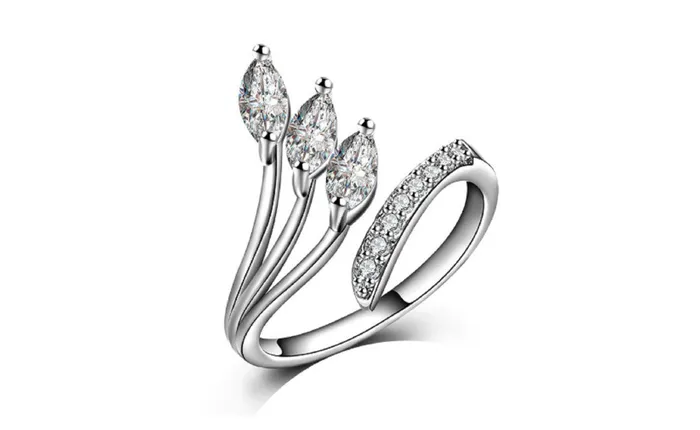 sparklingselections Rings Luxury Fashion Silver Plated Wedding Leaves Love Ring Resizable Crystal Womens Ring Jewelry sparklingselections Rings Luxury Fashion Silver Plated Wedding Leaves Love Ring Resizable Crystal Womens Ring Jewelry