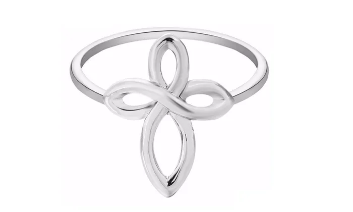 sparklingselections Rings Silver Plated Infinity Cross Shape Fashion Ring 7