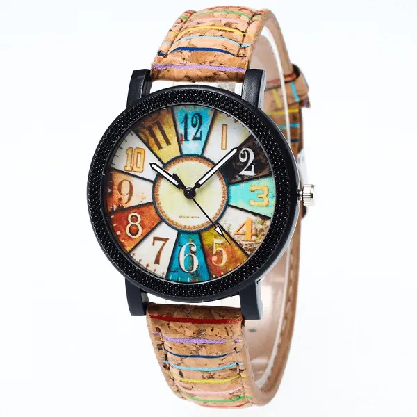 sparklingselections Watches New Best Leather Watch Bands Graffiti Pattern PU Leather Wrist Watch Stylish Analog Watch for Children