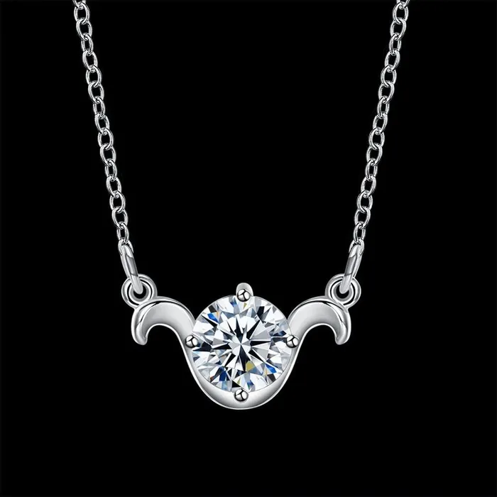 Womens Silver Plated Aries Pendant Necklace Fashion Geometric Cubic Zirconia Necklace Jewelry sparklingselections Necklaces Womens Silver Plated Aries Pendant Necklace Fashion Geometric Cubic Zirconia Necklace Jewelry sparklingselections Necklaces